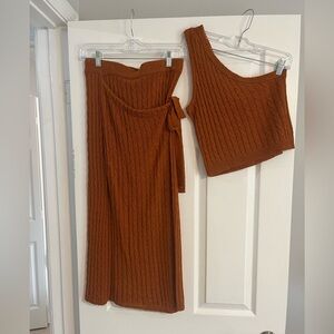 NWT Anthropologie Rust Knit Wrap Skirt